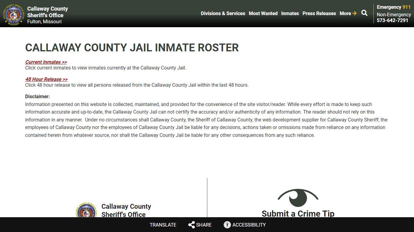 Roster Choose - Callaway County Sheriff's Office, Missouri